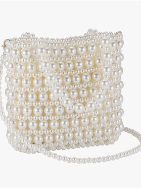 Pearl Beaded Crossbody Bag - White Bridal